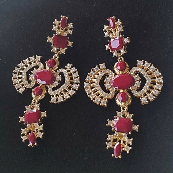 Flat Cut Garnet & Natural Split Pearl Earrings.🌴 - Picture 1 of 6